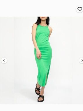 NWT Frame Denim Bright Green Sleeveless Midi Dress with Side Slit